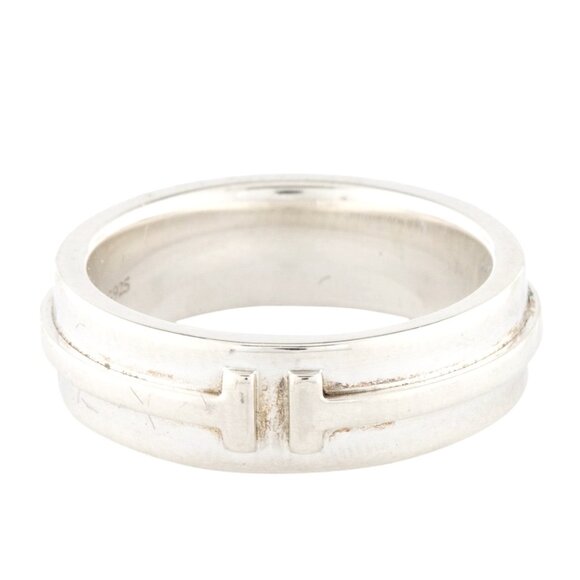 TIFFANY & CO. T NARROW STERLING SILVER 925 BAND RING